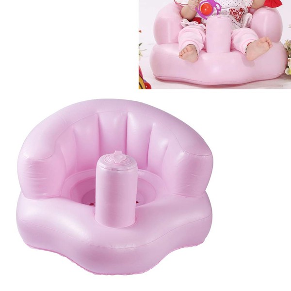 Baby PVC Inflatable Chair, Infant Bath Chair Seat Cute Pink Portable Kids Toy Learn Stool Training Seat Sofa