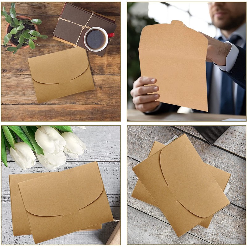 Youery 50 Pieces Kraft Paper Envelopes Postcard Envelope Creative Retro