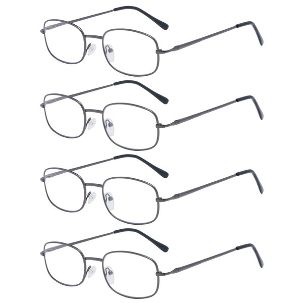 Eyekepper 4 Pairs Reading Glasses Metal Gunmetal Frame +2.50 Reader