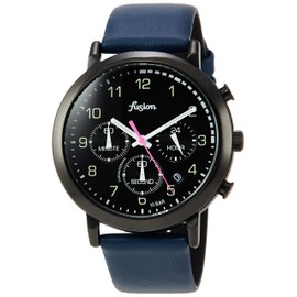 Seiko Watch AFST401 Alba Fusion 70's City Military Taste Chronograph Black Dial Curved Hardlex Waterproof for Daily Use (10 ATM) Blue, Dial color - black, Fashion 70s City Military Taste Black Dial Watch