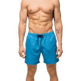 DANISH ENDURANCE Men's Swimming Trunks with Mesh Lining, Swimming Shorts with Drawstring & Pockets, Lightweight, Quick-Drying, 100% Recycled Materials, blue, L