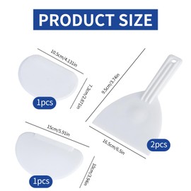 Pack of 4 dough spatulas, pizza spatula, dough card, pizza dough spatula, pizza spatula, plastic spatula with hanging holes, dough spatula for comfort, space-saving, pastry bread baking (white)