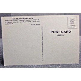 CHARLES MITCHELL INDIANA COVERED BRIDGE POSTCARD MARSHALL BRIDGE OVER RUSH CREEK TANGIER INDIANA