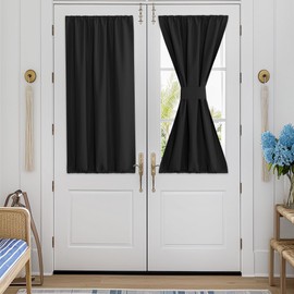RYB HOME 100% Blackout Door Curtain Portable Thermal Insulated Detachable Room Darkening Door Shades for Classroom Small Windows Tricia Door Front Door, W 25 x L 40, Black