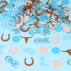 Cowboy Birthday Confetti, First Rodeo Birthday Party Decorations Boy Blue, 200PCS Western Table Confetti, Cowboy 1st Birthday Party Decorations, My First Rodeo Birthday Table Decorations