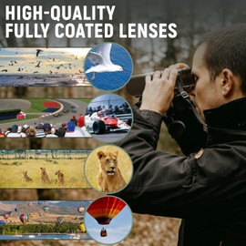 Poosue High Power Binoculars - Powerful 12x50 HD Binoculars for Adults, Large View with Clear Low Light Vision - Lightweight Waterproof Binoculars for Bird Watching, Hunting, Stargazing (Green)