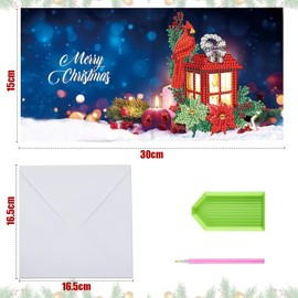 Norhogo 12 Pieces Diamond Painting Cards Christmas, 5D DIY Diamond Painting Christmas Greeting Cards, Diamond Painting Christmas Cards, Diamond Painting Greeting Cards for Friends and Family