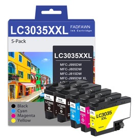LC3035XXL Ultra High Yield Ink Cartridge (5-Pack, BK/C/M/Y) Compatible LC3035BK LC3035C LC3035M LC3035Y Ink Replacement for Brother LC3035 LC3033 Ink Cartridge MFC-J995DW MFC-J815DW MFC-J805DW Printer