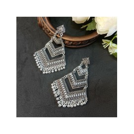 Efulgenz Antique Oxidized Boho Indian Earrings for Women Chandelier Layered Pattern Big Dangle Oxidized Earrings Set Indian Oxidized Jewelry Bohemian Statement Jewelry Set for Women, Copper, No