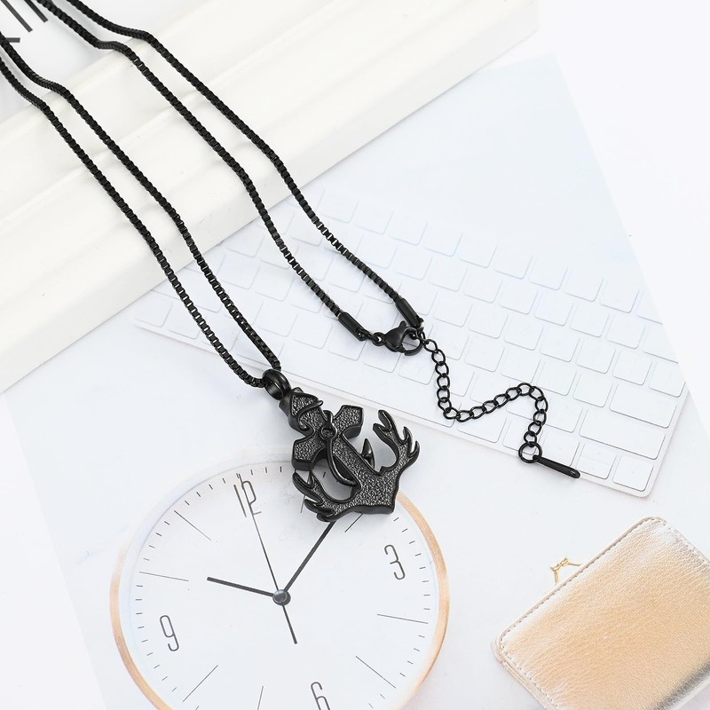 XSMZB Deer Antler Anchor Urn Necklace for Ashes Human Pet