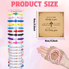 9 Sets Easter Christian Bracelets Bulk Cross Jesus You Colorful WWJD Bracelets with Cards Friendship Bracelet Beaded Wristband for Women Men Inspirational Religious Reminder Church Jewelry