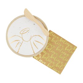 Mud Pie Gold Appetizer Set, plate 6 1/2" dia, Angel