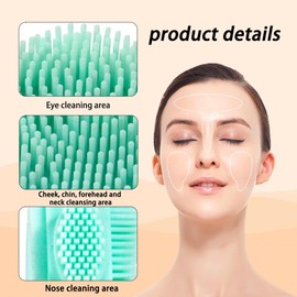 Manuelle Gesichtsschrubber, Gesichtsreinigungsbürste, Maskenpinsel mit zwei Enden, Nasenbürste, Weichen Borsten, Peeling Bürste, Tiefenreinigung, Gesichtspflege (2 Stück, Grüne Farbe)