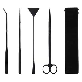 Mantouxixi 4-in-1 Stainless Steel Aquascaping Tool Set, Precision Planting & Trimming Tweezers & Scissors Spatula for Aquarium Maintenance, Anti-Rust Ergonomic Design with Velvet Storage Pouch