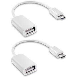 OTG MicroUSB 2.0 (2Pack) Compatible with BLU Tank Xtreme PRO Full Hi-Speed On-The-Go Access to Your Acessories; Keyboard, Mice, Backup, SD Cards, More! (White)