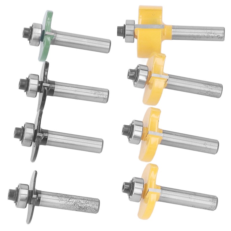 8Pcs Router Bit Groove Cutter Bit Set T Shape Wood