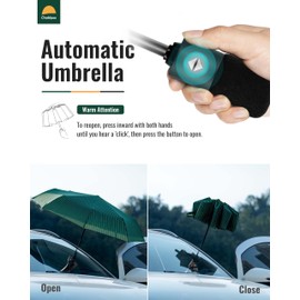 Chakipee Travel Compact Umbrella Windproof - Portable Automatic Folding Umbrellas for Rain for Men and Women, Stripe Pattern 210T Fabric 97cm Span