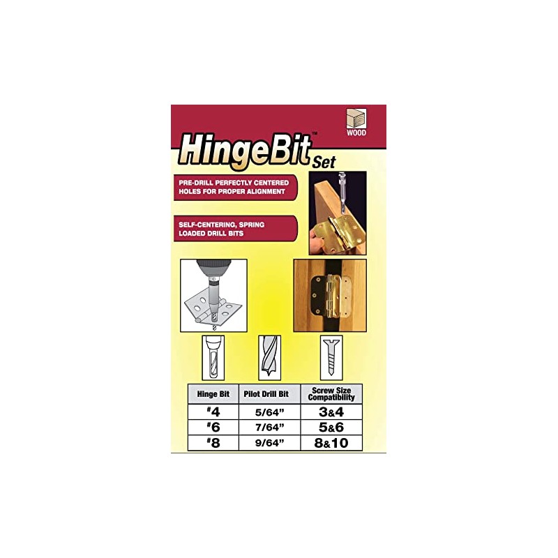 Milescraft 2317 Self-Centering, Spring Loaded 3pc. Hinge Bit Set –