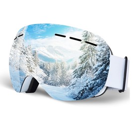 ZTZV Ski Goggles, Snow Goggles, Snowboarding Goggles, Upgrade, UV Protection, Windproof, Snowproof, Fogging Prevention, Compatible with Glasses, Lightweight and Shockproof, Suitable for Adults and Men