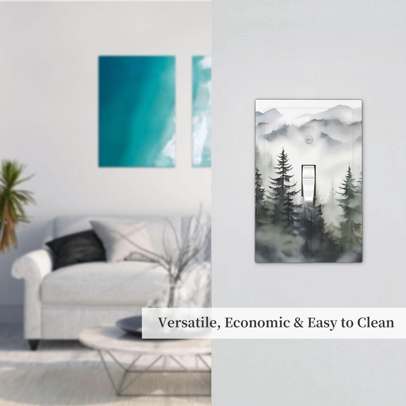 Rustic Misty Forest Tree 1 Gang Single Toggle Decorative Light
