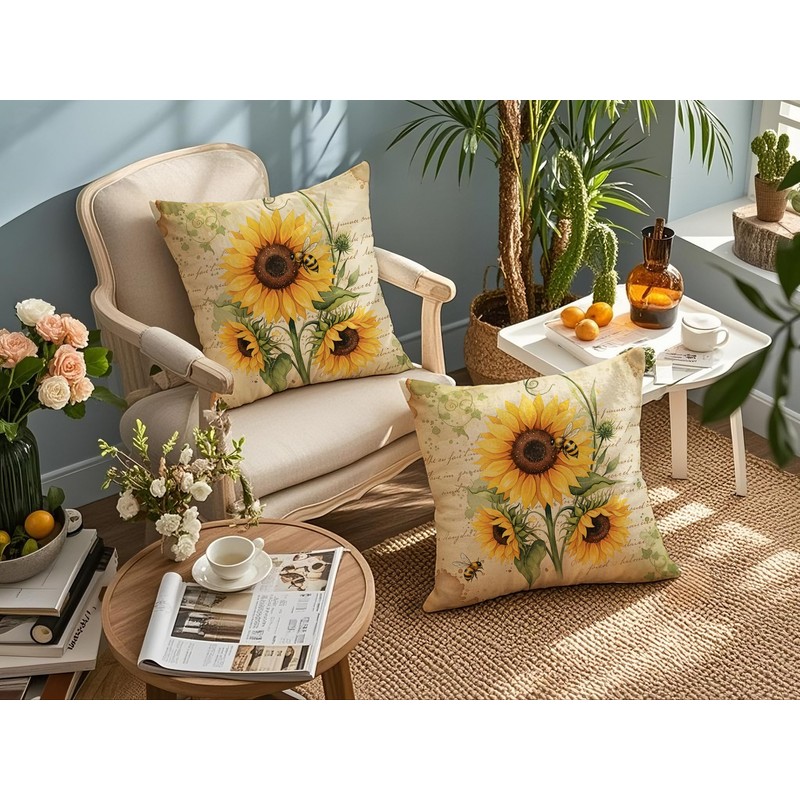 Doobicy Vintage Car Throw Pillow Covers 18x18 Set of 2
