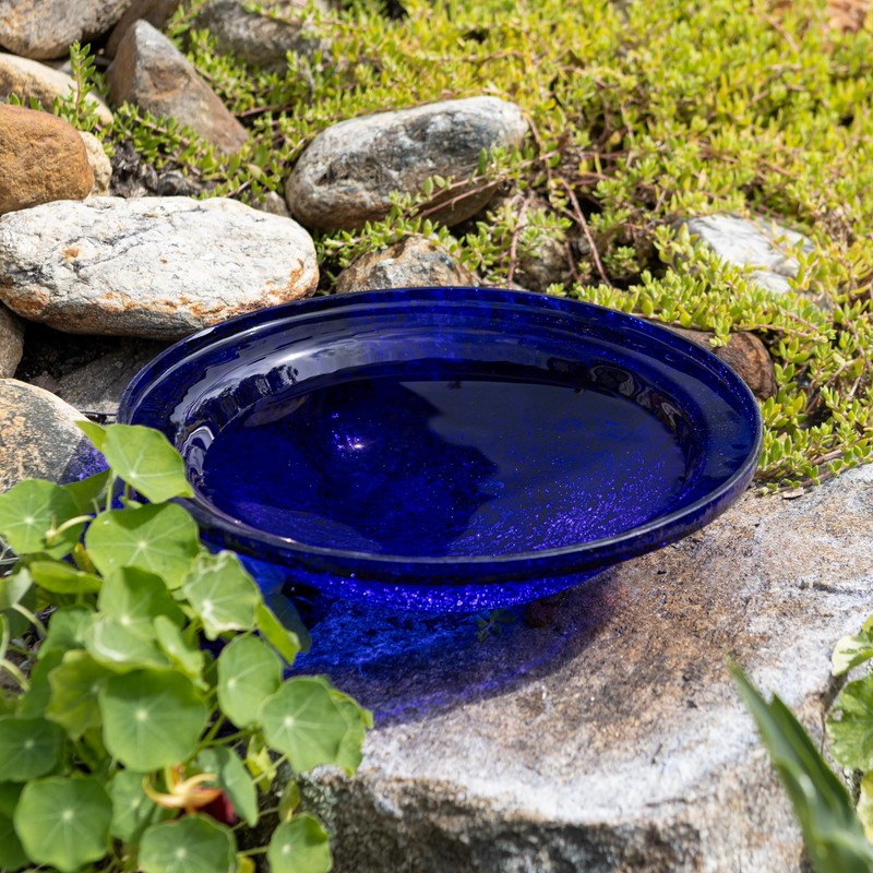 Achla Designs Crackle Glass Bowl, 12-in, Cobalt Blue