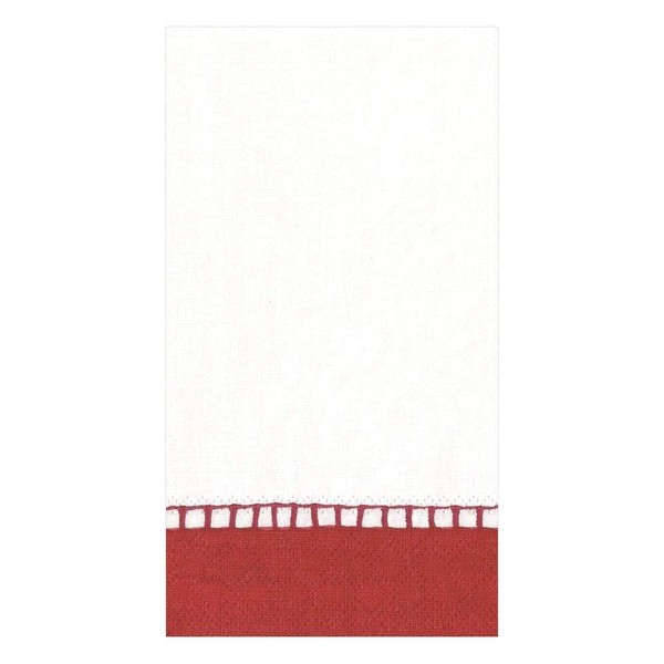 Caspari Linen Border Paper Guest Towel Napkins in Red -