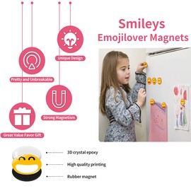 21 Smiley Magnets Fridge Magnets Children, Small Funny Magnets for Kitchen, Home, School, Classroom, Whiteboard, Cute Decoration