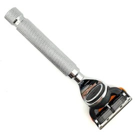 Parker Safety Razor Mango de Afeitadora Parker de 5 Hojas para Cuchillas Fusion: Agarre Texturizado Y con Peso para Un Afeitado Suave Y Sin Tirones | Maquinilla de Afeitar de Lujo, Ideal para Regalar,