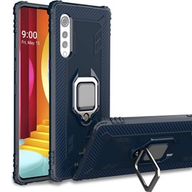 Cavor for LG Velvet Case,for LG Velvet 5G Case,360°Rotation Ring Holder Kickstand [Work with Magnetic Car Mount] Shockproof Scratch-Resistant Protective Cover (6.8")-Navy Blue