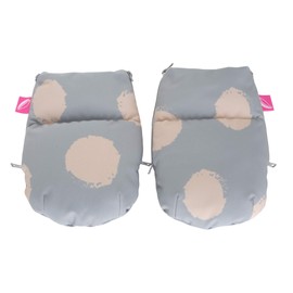 1 Pair of Hand Warmers Muffs for Pushchairs Made of Softshell (Spots Apricot)