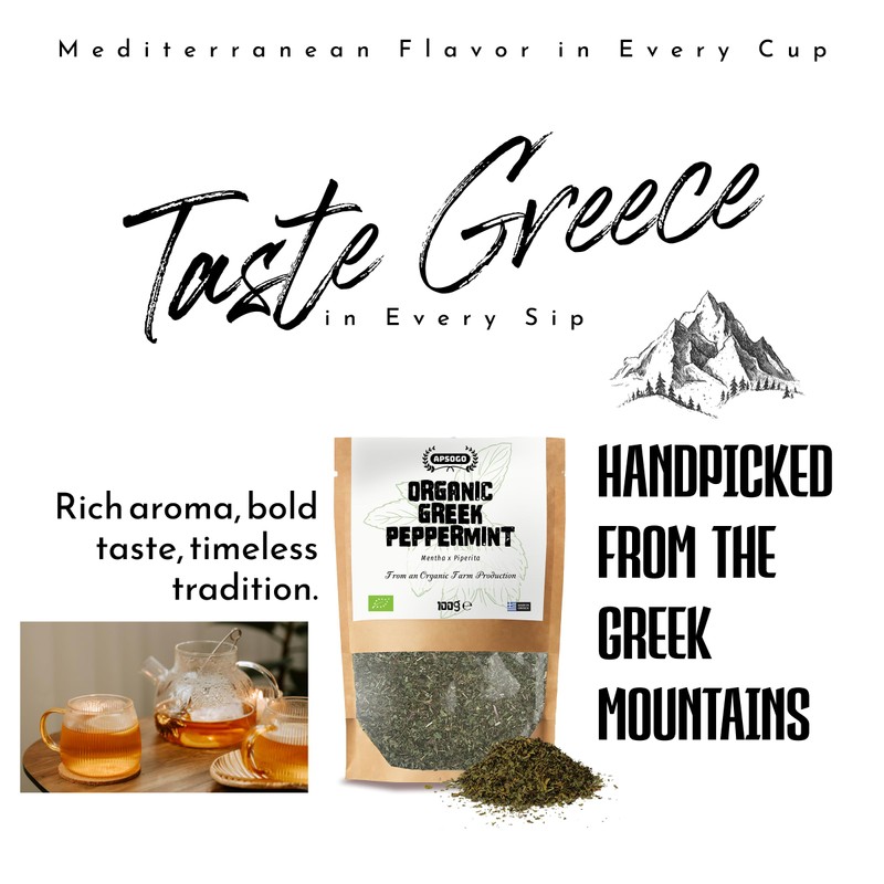 APSOGO Organic Peppermint Tea from Greece - Whole Loose Peppermint