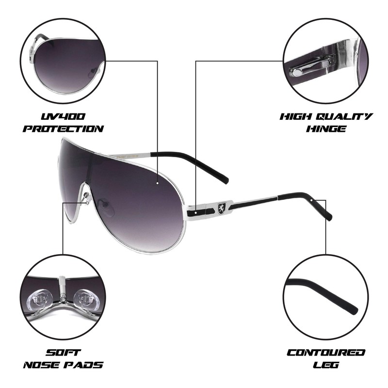 Khan Indy - One Piece Shield Sunglasses (Smoke Silver Black)