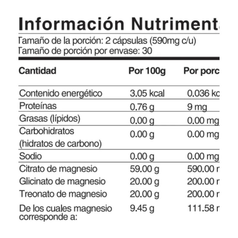 Magnesio Complex 3 Pharmadan Citrato Glicinato Treonato 60 Cápsulas