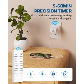 DEWENWILS Wireless Remote Control Outlet with Timer, Indoor Remote Timer Outlet, No Wiring, 15A/1875W 100FT RF Range, Countdown Switch for Lamp, Fan, Christmas Decor, FCC Listed, 2 Outlets