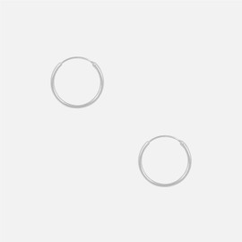 Pernille Corydon Hoop Earrings Silver - Tiny Plain Diameter 13 mm Shiny - Silver 925 - E137s, Sterling Silver