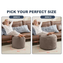 WSOFRLAC Pouf Ottoman Foot Stools Ottoman with Foam Small Corduroy Ottomans for Living Room Ottomans Pouf 20x15 Floor Poufs Foot Rest for Office Chair Brown Foot Stool Small