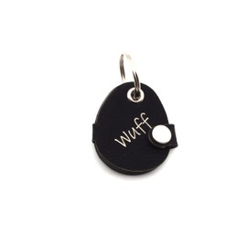 CopterFarm Dog Tag Bag for Dog Collar with Engraving, Press Stud, Faux Leather, Genuine Leather Dog Tag Individually Engraved on Both Sides (Black, Oval)