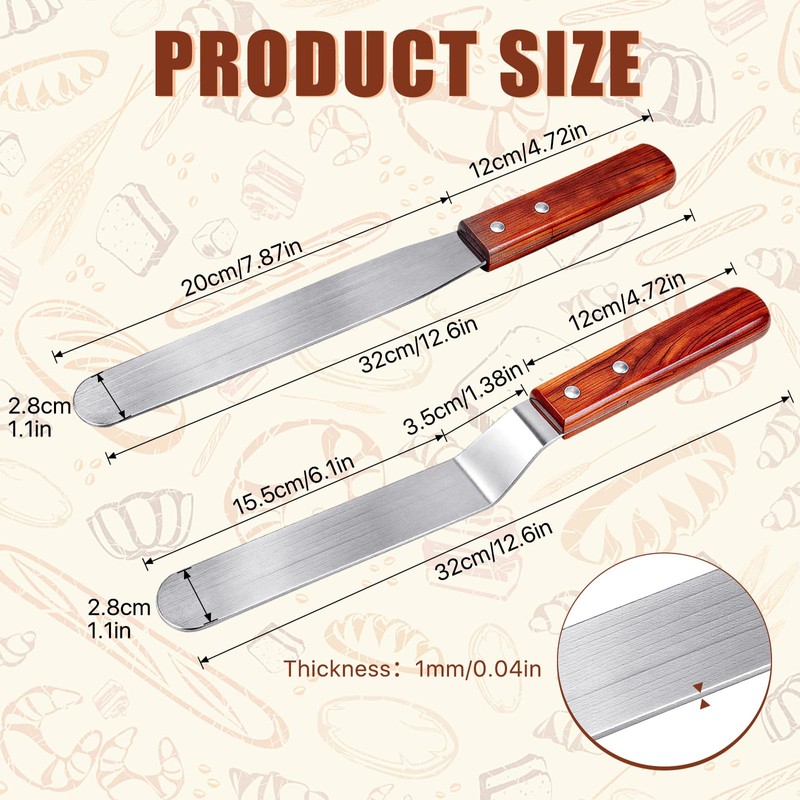 Lainballow Crepe Spreader and Spatula Kit, 7" & 5" T-Shaped