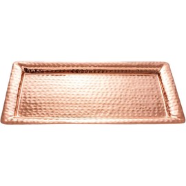 Monarch Abode 40608 Hand Hammered Metal Decorative Vanity Platter Tray, Kitchen Bathroom Counter Storage Counter Organizer, 16 inch, Antique Copper Finish