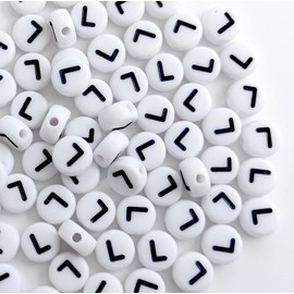 Bxwoum 100PCS Letter Beads Acrylic Alphabet Beads for Jewelry Making Round White Letter L Beads for Bracelets Making Necklaces Key Chains DIY 4X7mm
