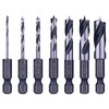 NordWolf 7-Piece HSS Brad Point Stubby Wood Drill Bit Set