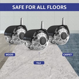 MASTERY MART Mastery Mart Office Chair Caster Wheels for Hardwood and Carpet Floors Heavy Duty Quiet Smooth Rollerblade Wheels Replace Office Chair Mat Universal Size 11x22mm Not Compatible with 1KEA Set of 5 Grey