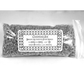 1/2 Pound Bright Aluminum Chainmail Jump Rings 20G 1/4" ID (5200+ Rings)