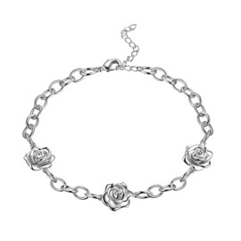 SEIHOP Rose Adjustable Bracelets Rose Link Flower Bangle Elegant Silver Plated Jewelry Gifts for Women KB0024W