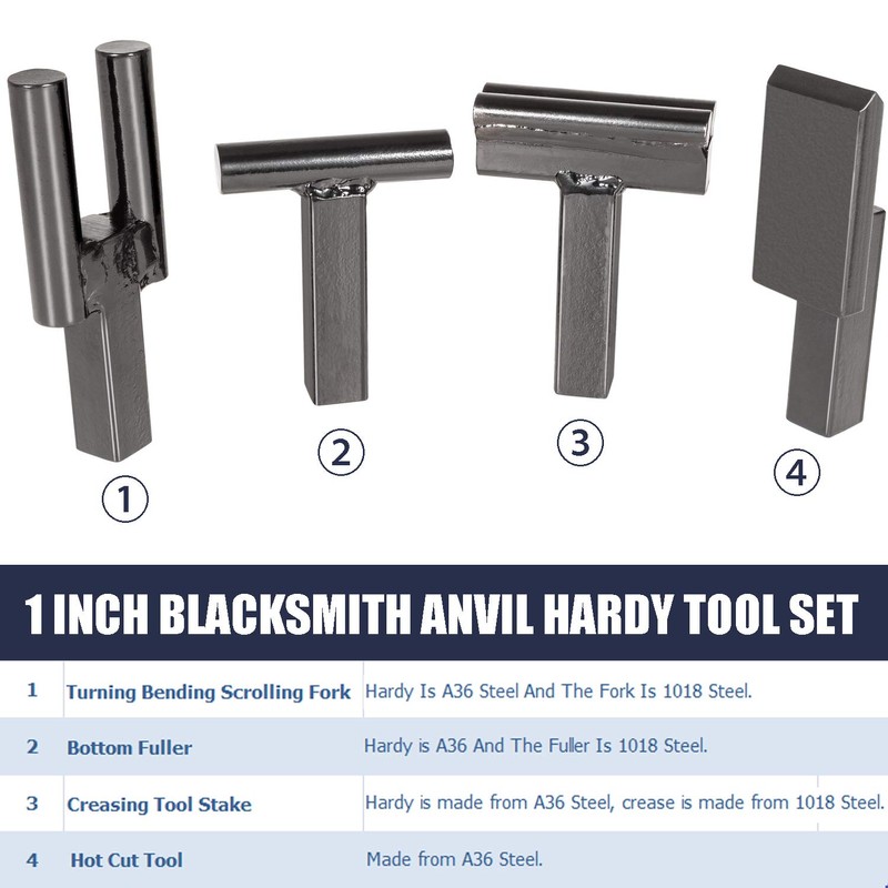 1 Inch Blacksmith Anvil Hardy Tool Set – Hot Cut,