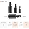 AIWFL 3-Piece Impact Universal Joint Set - 1/4", 3/8", and