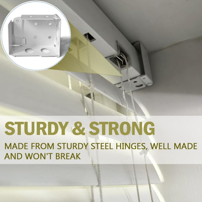 2pcs Mini Blind Brackets, Metal Window Blind Brackets, 2inch White