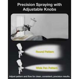 YUZES HVLP Spray Gun Kit – 4 Nozzles (1.4/1.7/2.0/2.5mm), Auto Paint Gun for Cars, Furniture & DIY, 10 Disposable Paint Cups & 600ml Mixing Cup with Ratio, Oil-Water Filter & Air Regulator