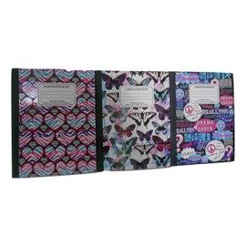 Composition Book, Wide Ruled, 100 Sheets, Assorted Colors, 7.5" x 9.75" (4 notebooks)